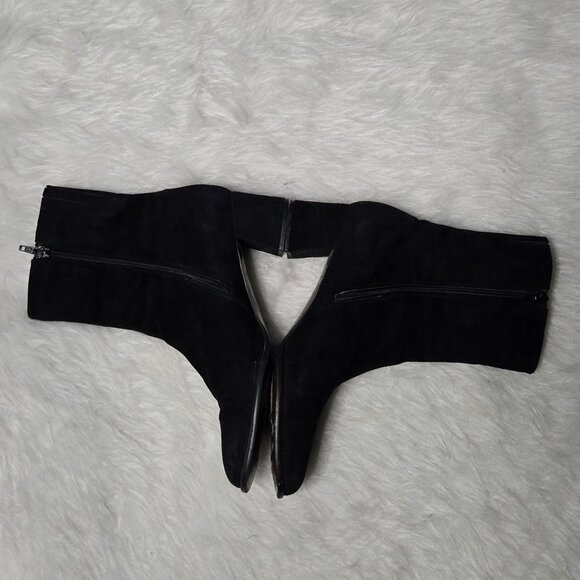 Enzo Angiolini Black Suede Ankle Boots, Block Heel, Rounded Toe, 9.5 - Picture 5 of 8